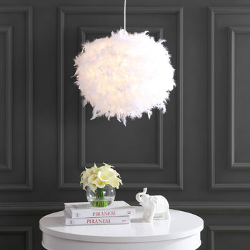 Stork 19" Feather Metal Adjustable LED Pendant - JONATHAN Y